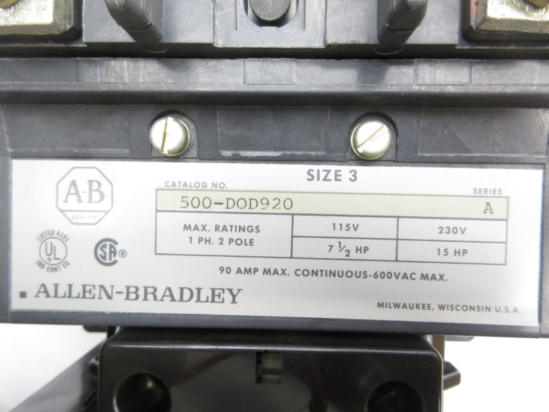 ALLEN BRADLEY 500-DOD920 SER. A 120V (BR/YL) NSMP