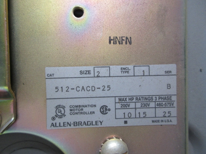 ALLEN BRADLEY 512-CACD-25 SER. B 575V NSNP