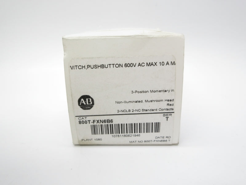 ALLEN BRADLEY 800T-FXN6B6 SER. T 600VAC (WH) NSMP