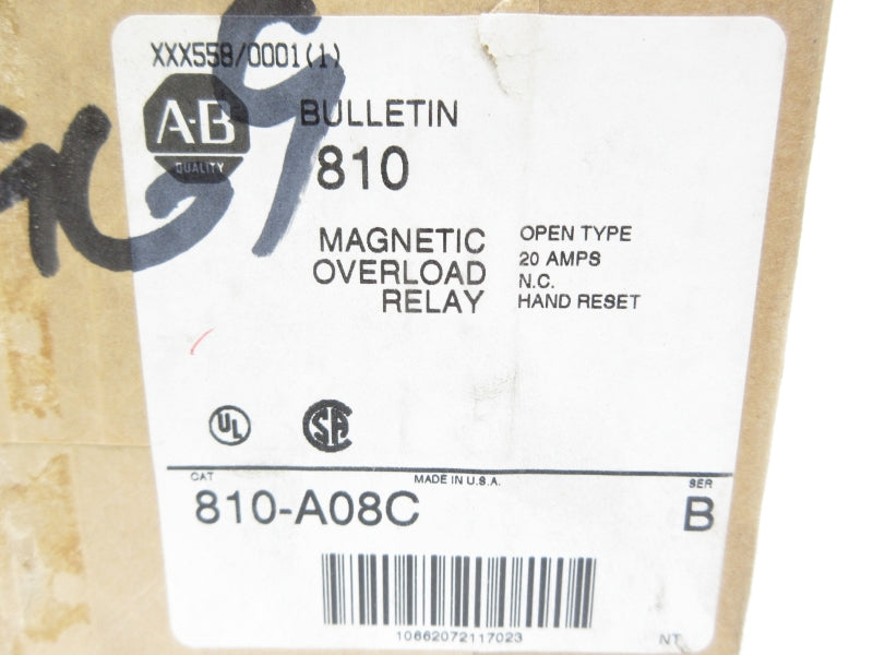 ALLEN BRADLEY 810-A08C SER. B 20A (BR/WH) NSFS