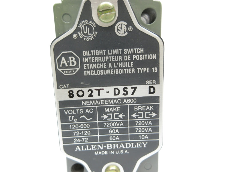 ALLEN BRADLEY 802T-DS7 SER. D 600VAC 60A NSNP