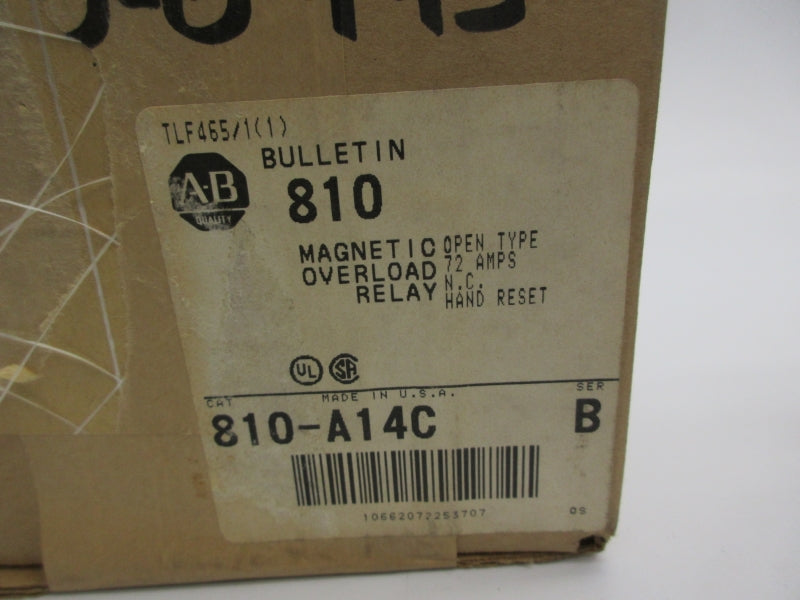 ALLEN BRADLEY 810-A14C SER. B 600V 72A (BR/WH) NSMP