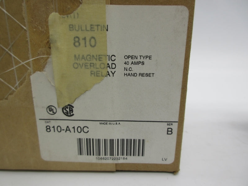 ALLEN BRADLEY 810-A10C SER. B 600V 40A (BR/WH) NSMP