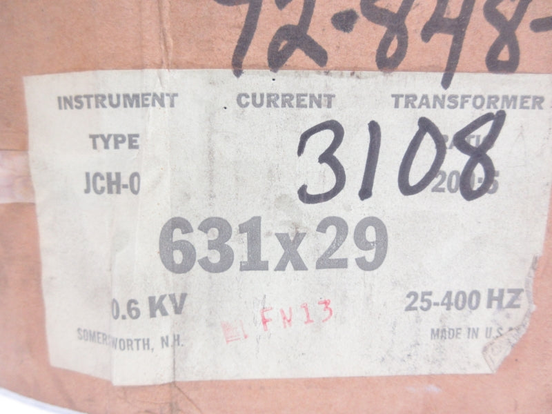 GENERAL ELECTRIC 631X29 JCH-0 0.6KVA UNMP