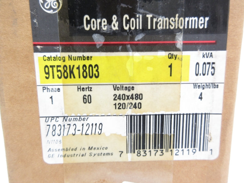 GENERAL ELECTRIC 9T58K1803 480V 0.075KVA NSMP
