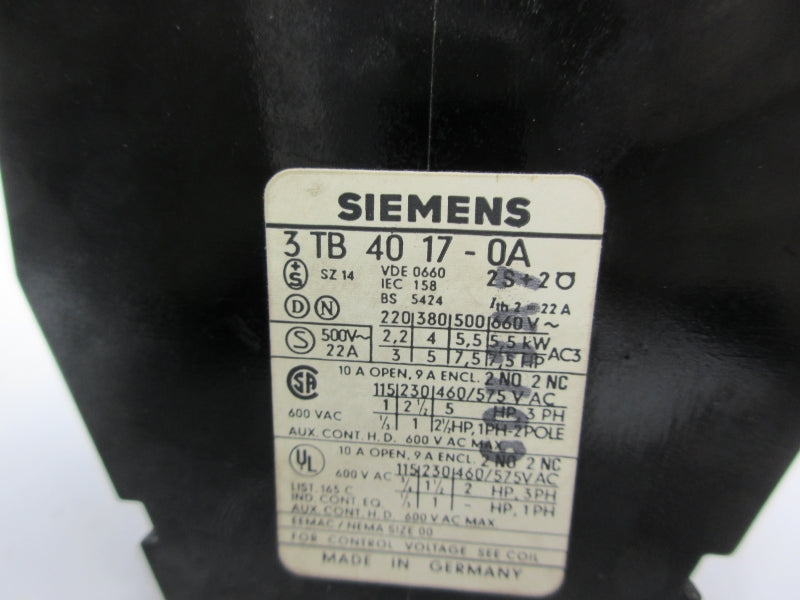 SIEMENS 3TB4017-0A 115V 22A NSNP