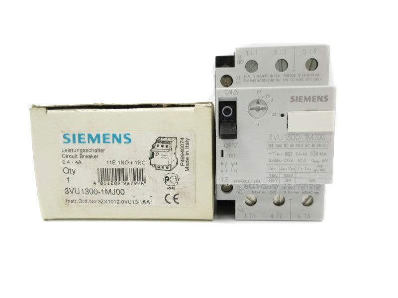 SIEMENS 3VU1300-1MJ00 CIRCUIT BREAKER 2.4-4A NSMP