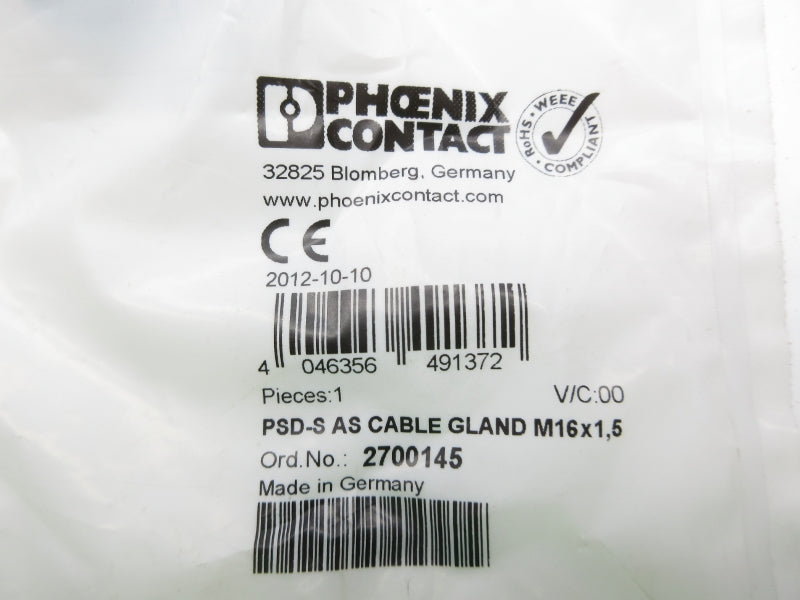 PHOENIX CONTACT PSD-SASCABLEGLANDM16X1,5 2700145 NSMP