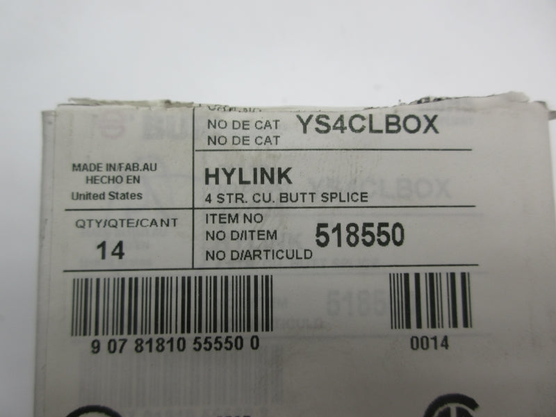 BURNDY YS4CLBOX (PKG OF 14) NSMP