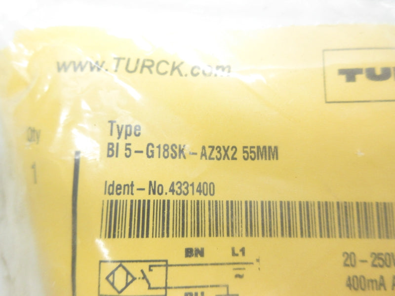 TURCK BI5-G18SK-AZ3X2-55MM 4331400 20-250VAC NSMP