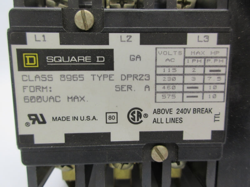 SQUARE D 8965DPR23V02 SER. A 110/120V NSNP