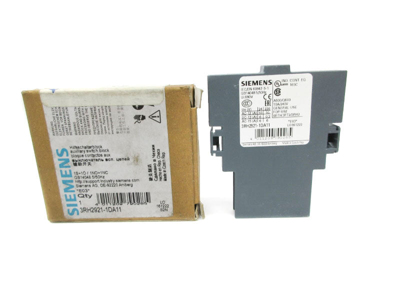 SIEMENS 3RH2921-1DA11 240V 10A NSMP