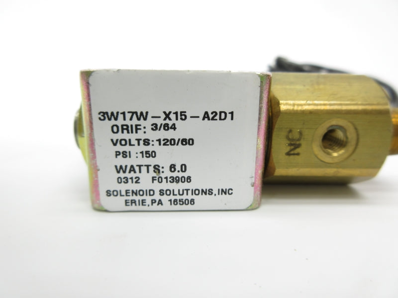 SOLENOID SOLUTIONS 3W17W-X15-A2D1 120V 150PSI NSNP