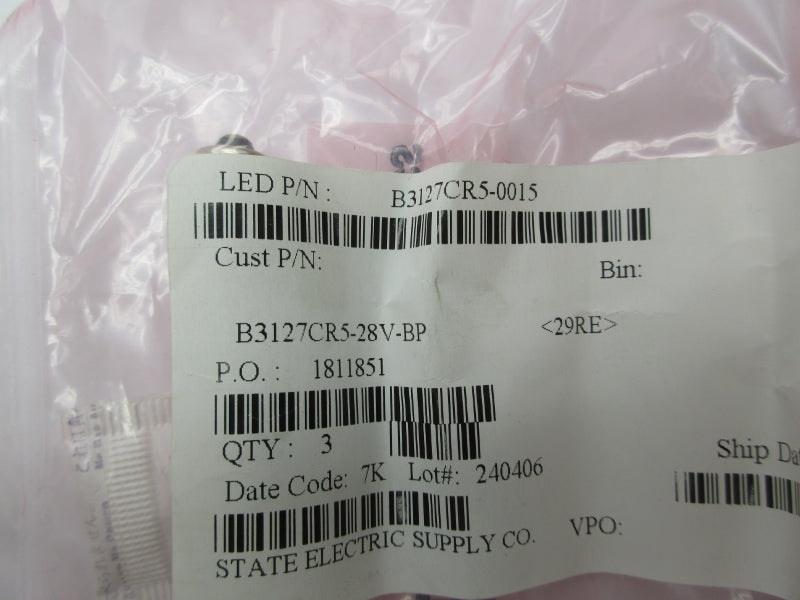 LEDTRONICS B3127CR5-0015 (PKG OF 3) NSMP