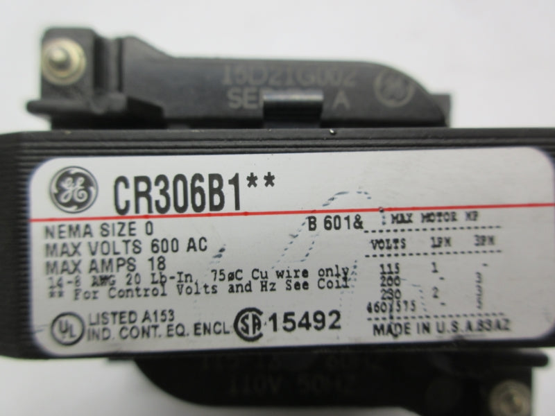 GENERAL ELECTRIC CR306B102 120V 18A (AS PICTURED) UNMP