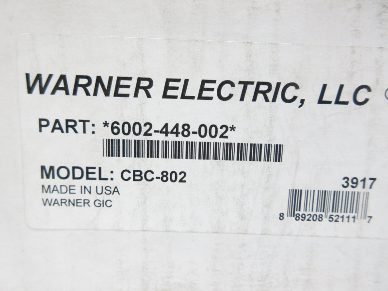WARNER ELECTRIC 6002-448-002 CBC-802 120VAC 0.5A NSMP
