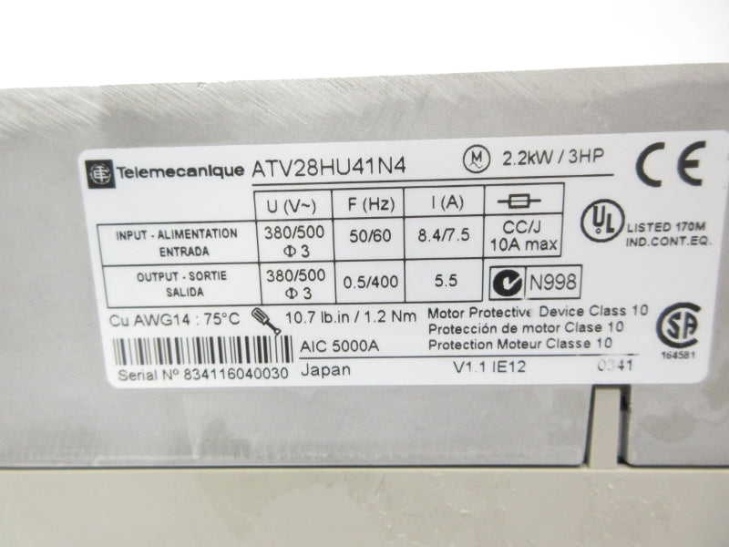 TELEMECANIQUE ATV28HU41N4 380/500VAC 10A NSNP