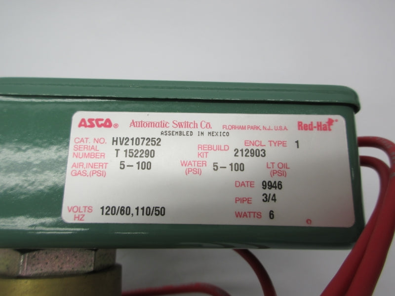 ASCO HV2107252 110/120V 5-100PSI 3/4" NSNP