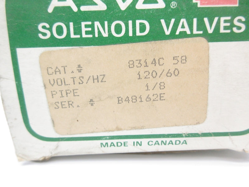 ASCO 8314C58 120V 300PSI 1/8" NSMP