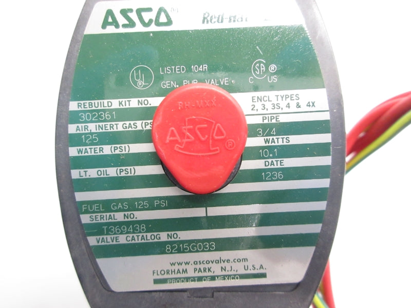 ASCO 8215G033 110/120V 125PSI 3/4" NSNP