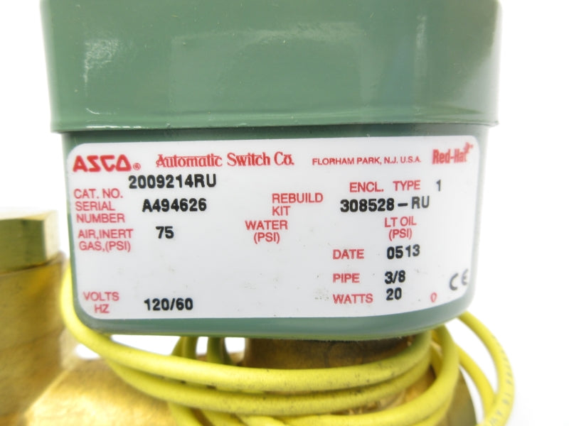 ASCO 2009214RU 120V 75PSI 3/8" NSNP