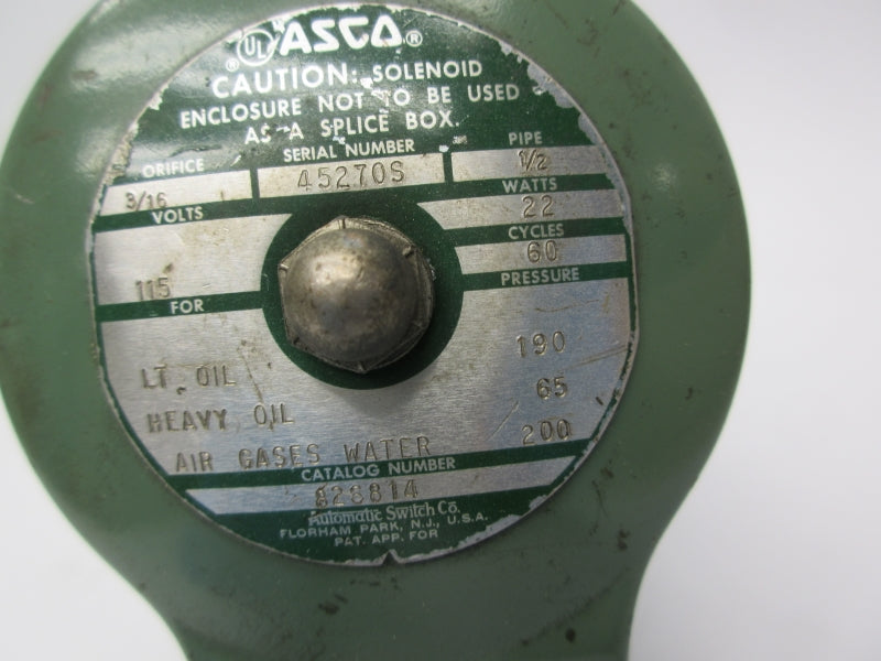 ASCO 826814 115V 200PSI 1/2" UNMP