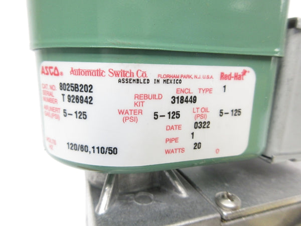 ASCO 8025B202 110/120V 5-125PSI 1" NSNP