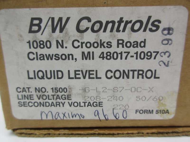 BW CONTROLS 1500-G-L2-S7-OC-X 208-240V NSMP