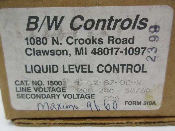 BW CONTROLS 1500-G-L2-S7-OC-X 208-240V NSMP