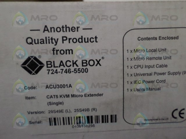 BLACKBOX MICRO EXTENDER ACU3001A  *NEW IN BOX* (MISSING ACCESSORIES)