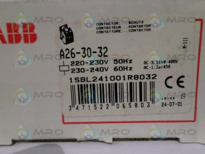 ABB A26-30-32 1SBL241001R8032 CONTACTOR *NEW IN BOX*