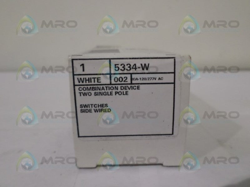LEVITON 5334-W TWO SINGLE POLE COMBINATION DEVICE *NEW IN BOX*