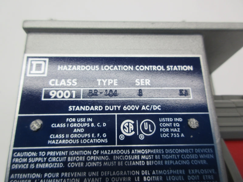 SQUARE D 9001BR104 SER. B 600VAC/DC NSNP