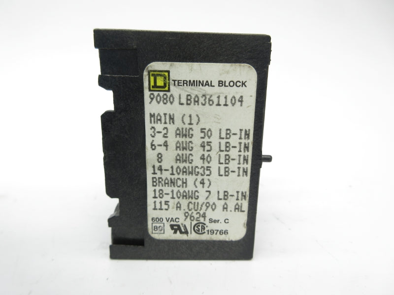 SQUARE D 9080LBA361104 SER. C 600VAC 115A NSNP
