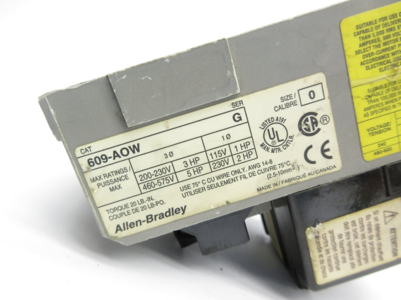 ALLEN BRADLEY 609-AOW SER. G 460-575V UNMP