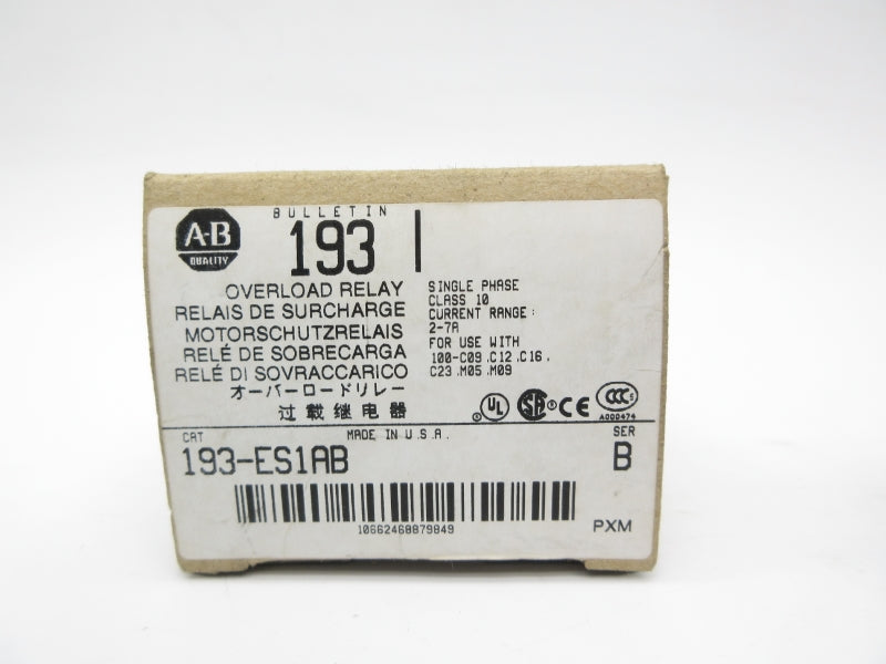ALLEN BRADLEY 193-ES1AB SER. B 2-7A (BR/WH) NSMP