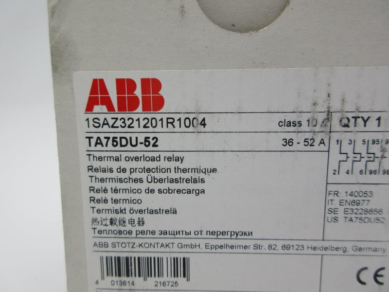 ABB TA75DU-52 1SAZ321201R1004 690V 36-52A NSMP