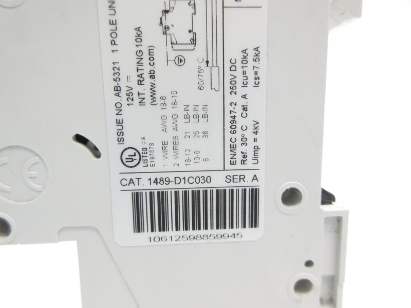 ALLEN BRADLEY 1489-D1C030 SER. A 125V 3A NSNP