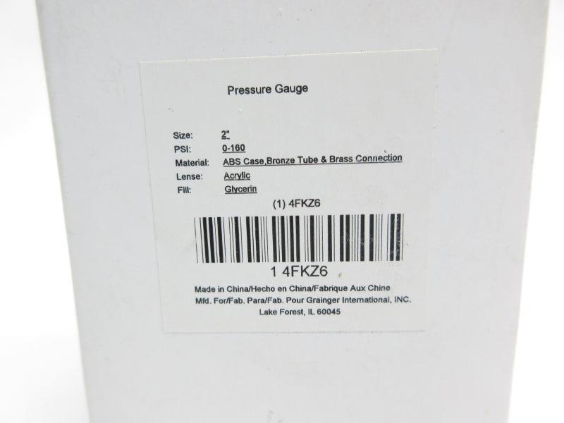 GRAINGER 4FKZ6 0-160PSI 2" NSMP