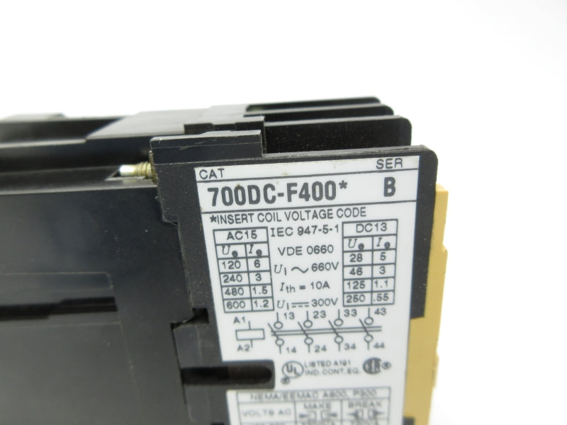 ALLEN BRADLEY 700DC-F400D SER. B 110/120V 10A NSNP