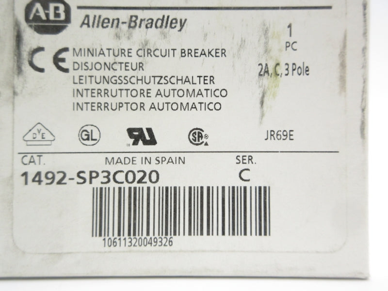 ALLEN BRADLEY 1492-SP3C020 SER. C 415VAC 2A NSMP