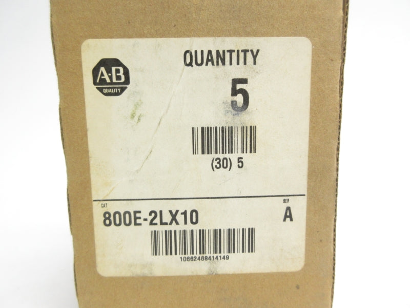 ALLEN BRADLEY 800E-2LX10 SER. A (PKG OF 5) (BR/WH) NSMP