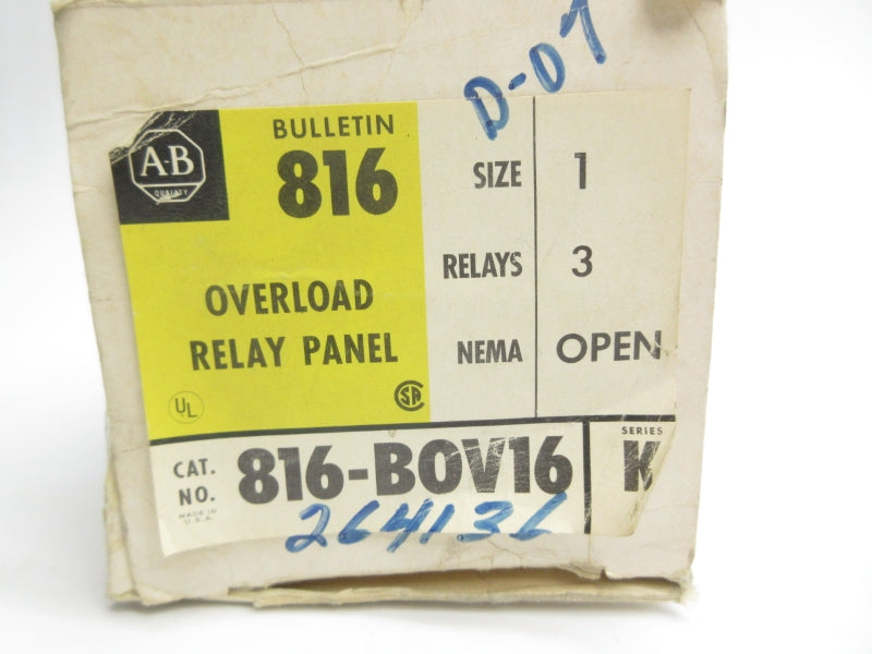 ALLEN BRADLEY 816-BOV16 SER. K 600VAC (BK/YL) NSMP