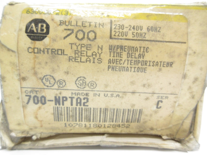 ALLEN BRADLEY 700-NPTA2 SER. C 220/240V 60A .1-60S (BK/YL) NSMP