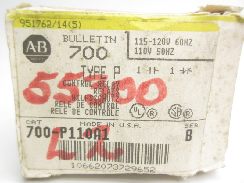 ALLEN BRADLEY 700-P110A1 SER. B 110/115-120V 60A (BK/YL) NSMP