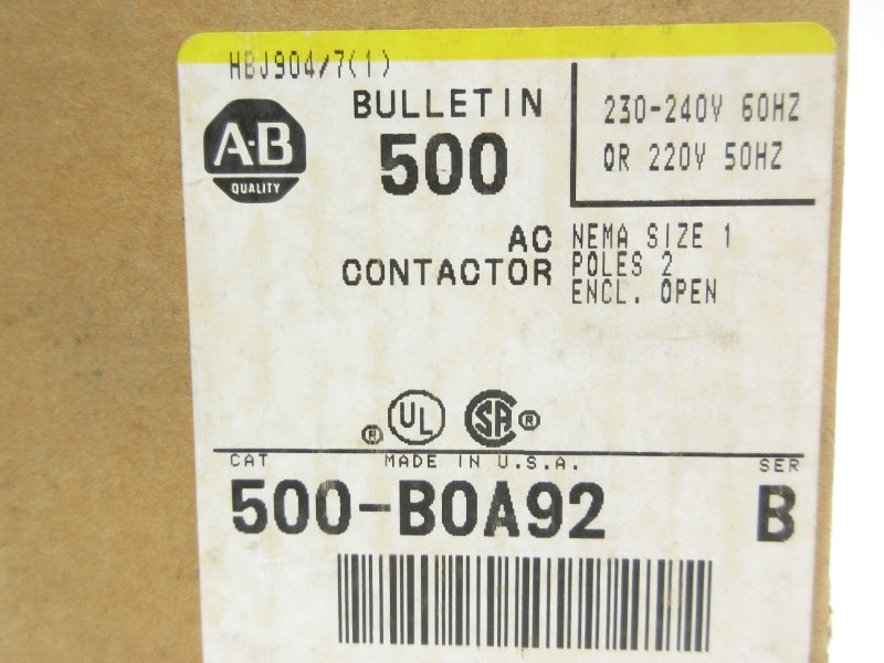 ALLEN BRADLEY 500-BOA92 SER. B 220-/230-240V 27A (BR/YL) NSMP