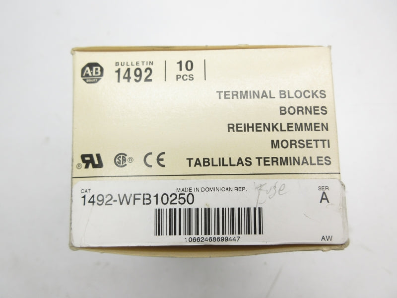 ALLEN BRADLEY 1492-WFB10250 SER. A 600V (PKG OF 10) (WH) NSMP