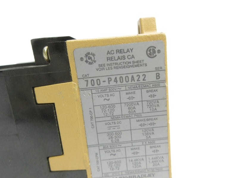 ALLEN BRADLEY 700-P400A22 SER. B 220V 10A NSNP
