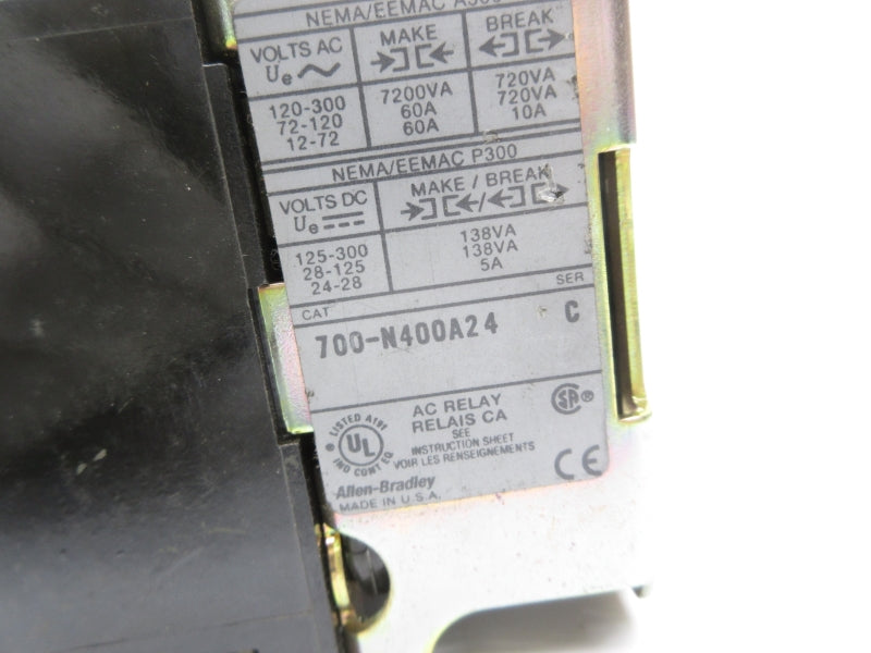 ALLEN BRADLEY 700-N400A24 SER. C 24V UNMP