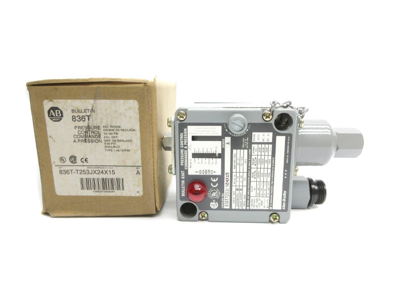 ALLEN BRADLEY 836T-T253JX24X15 SER. A 120-600VAC 60A 350PSI (BR/WH) NSMP